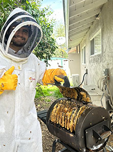 Pasadena Bee Removal Guy Anthony right after being stung on the lip.
